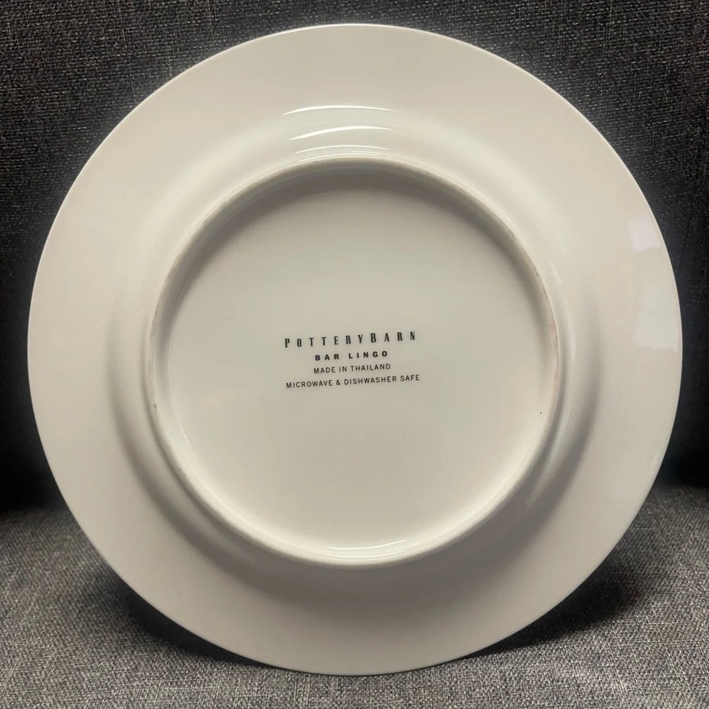 Pottery Barn Bar Lingo Cocktail Plates with Recipe